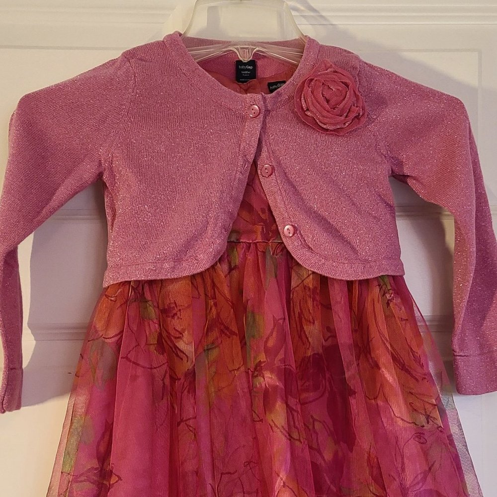 Toddler Baby Gap floral dress with sweater - size 4